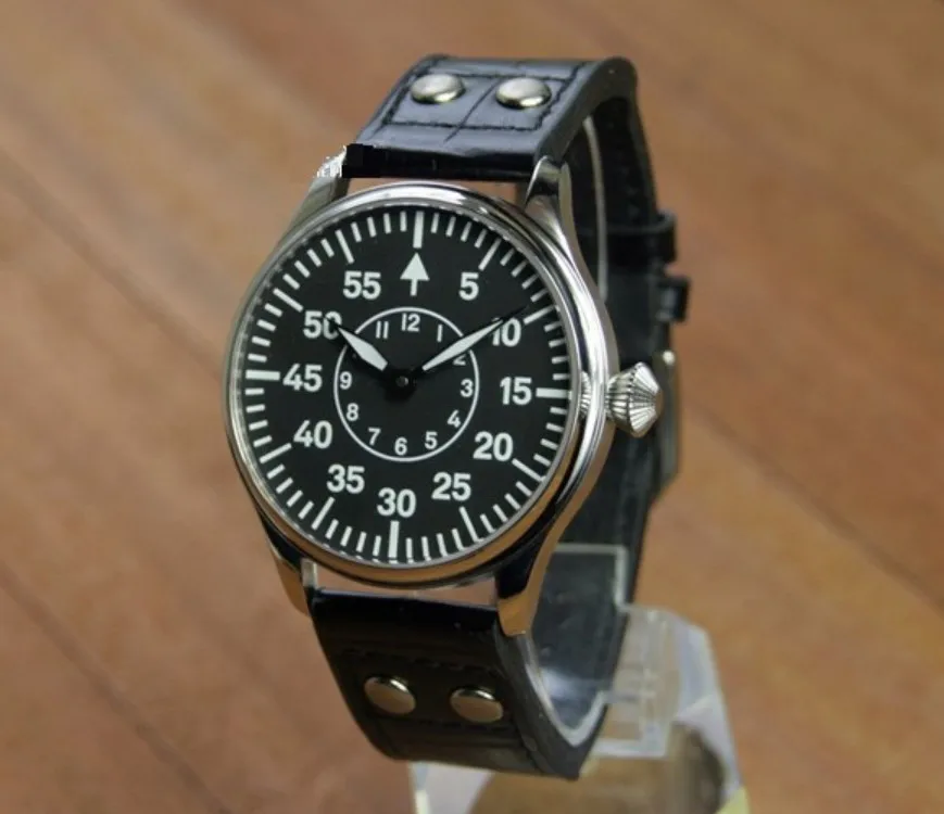 47 мм GEERVO черный циферблат Азиатский 6497 17 драгоценностей механический ручной