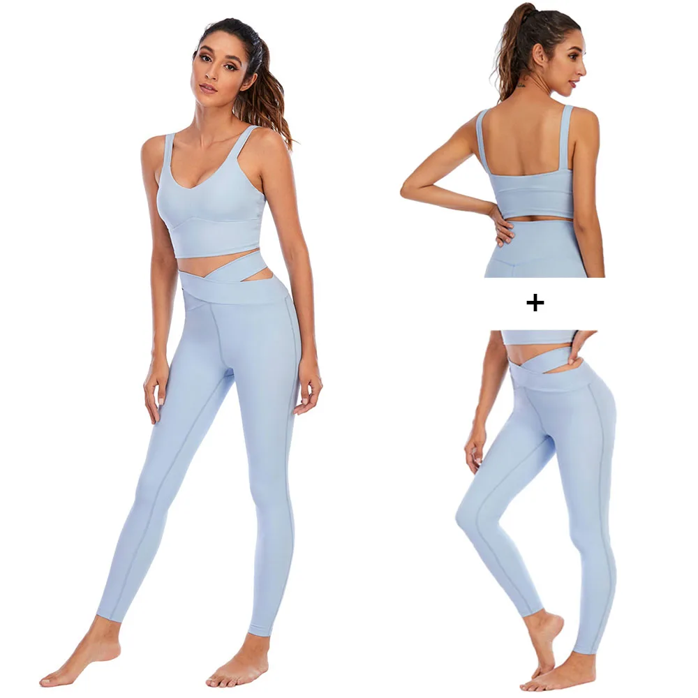 

Yoga Set Women White Fitness Suit Sports Clothing Workout Clothes for Women Sportswear Gym Top and Leggings Set Free Shipping