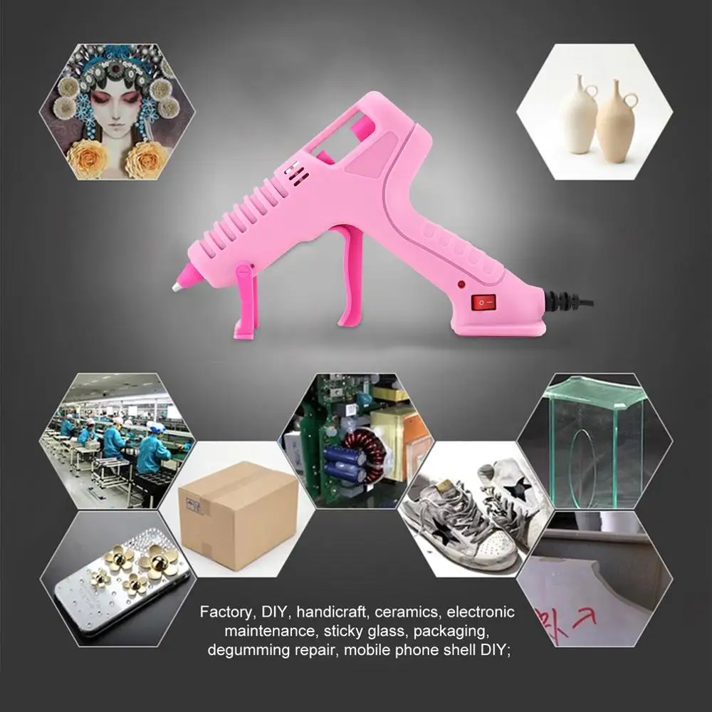 RJ801 30W Hot Melt Glue Gun with Stick for DIY Handwork Toy Repair Tools Electric Heat Temperature Guns Pink US type | Инструменты