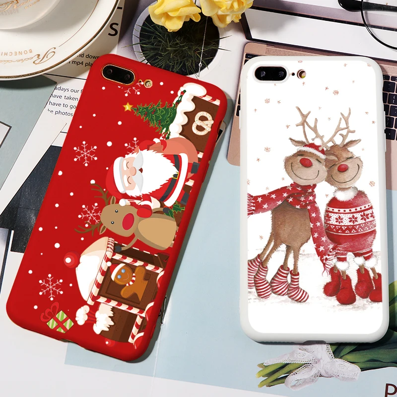 Мягкий силиконовый чехол из ТПУ с принтом Санта Клауса и оленя для iPhone 11 Pro 7 8 6 6S Plus XR X XS Max 5 5S SE чехол-накладка