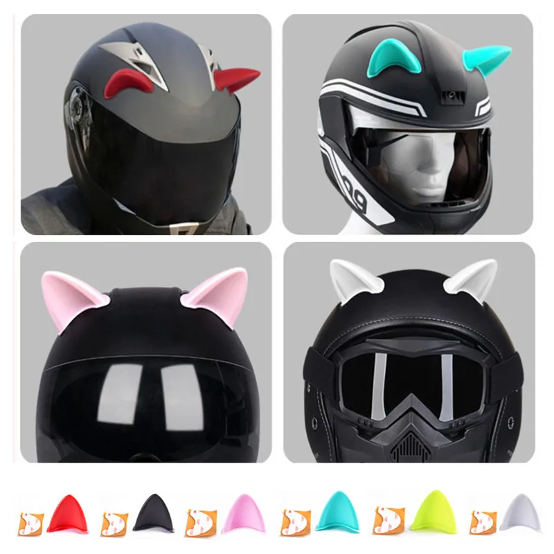 

Car motorcycle bike helmet cat beautiful ear decoration off-road motorcycle face full off-road helmet Car devil horns casco moto