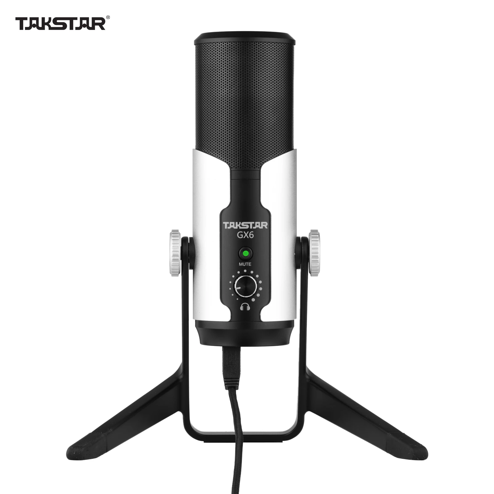 

Настольный цифровой конденсаторный стерео-микрофон TAKSTAR GX6 с USB-разъемом и амортизирующим креплением для трансляций, игр, видеозаписи