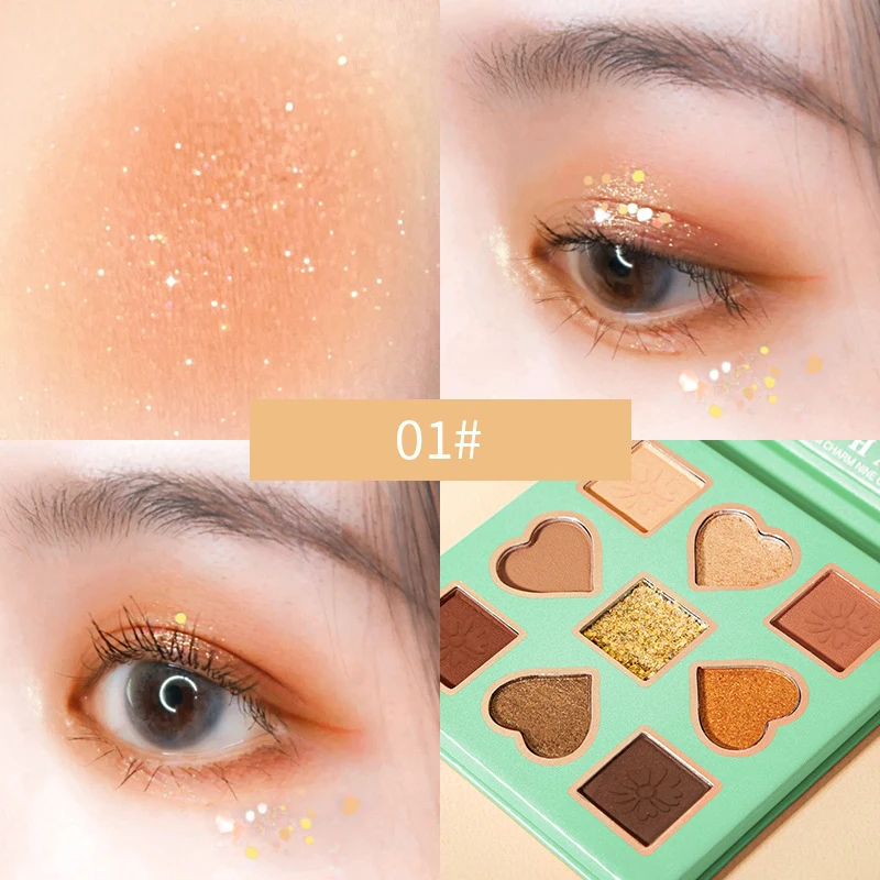 1PC Matte Pearlescent Nine-color Eyeshadow Palette Shimmer High Pigmented Shadows Waterproof Eye Shadow Glitter TSLM2 |