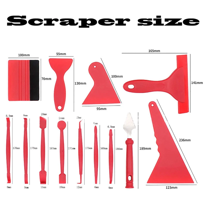 

1 Set Of 13-piece Car Filming Tools- Blue / Red With Paper Box Car Maintenance And Decoration Tools 2 Colors