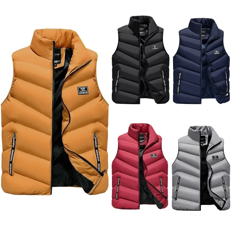 Puffer Vest Men Lightweight Down Homme Winter Warm Bubble Coats Zipper Up Stand Collar Waistcoat Mens Jacket Light | Мужская одежда