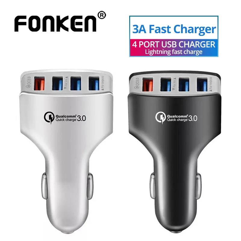 FONKEN 4 Порты и разъёмы автомобиля Зарядное устройство Usb QC3.0 мобильный телефон адаптер 4USB Быстрая зарядка