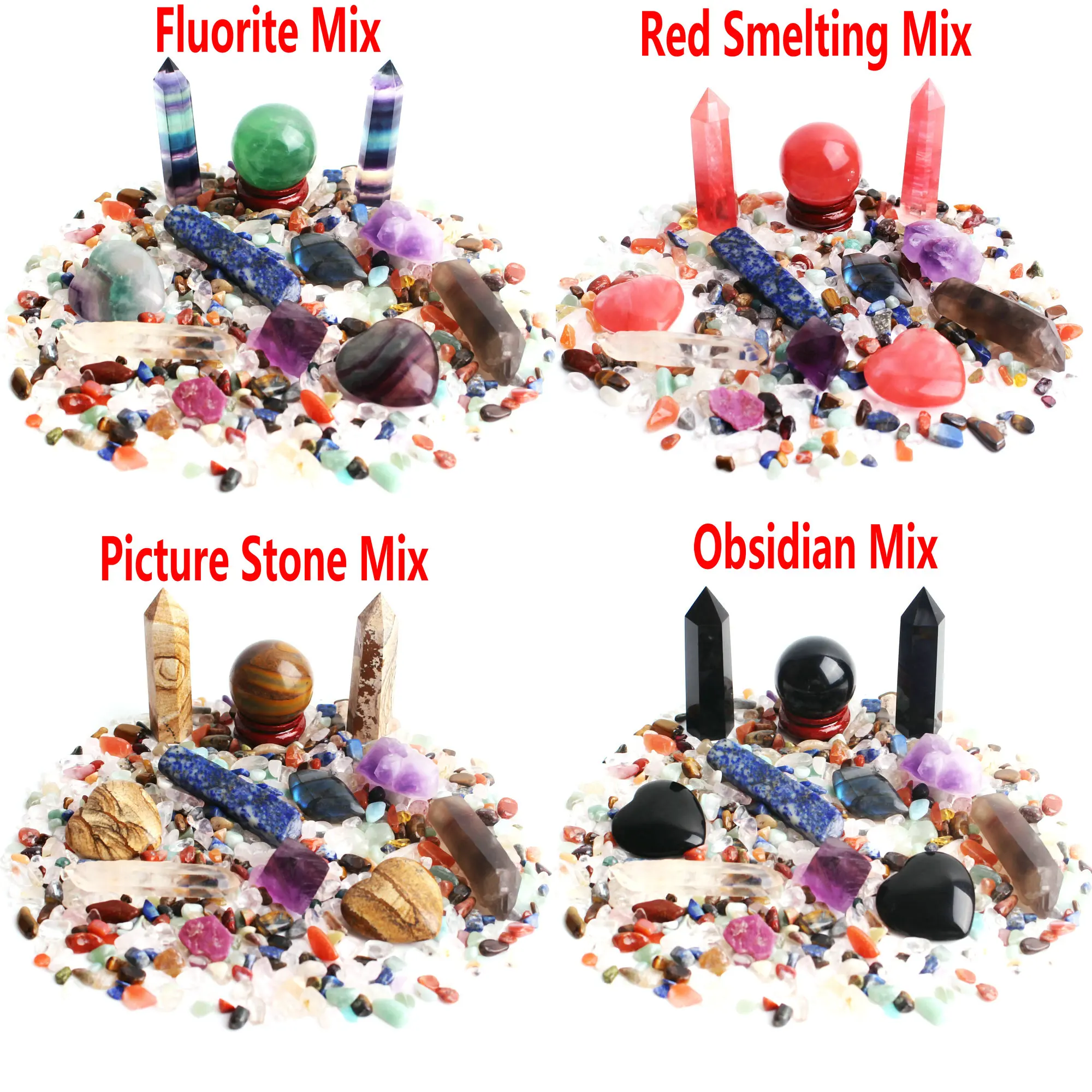 Много Натурального цветного камня чакра гравий обелиск кулон хрустальный шар