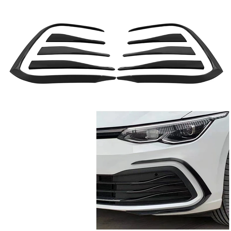 

Car Front Bumper Fog Light Lower Grille Frame Spoiler Splitter for Golf 8 MK8 2020 2021