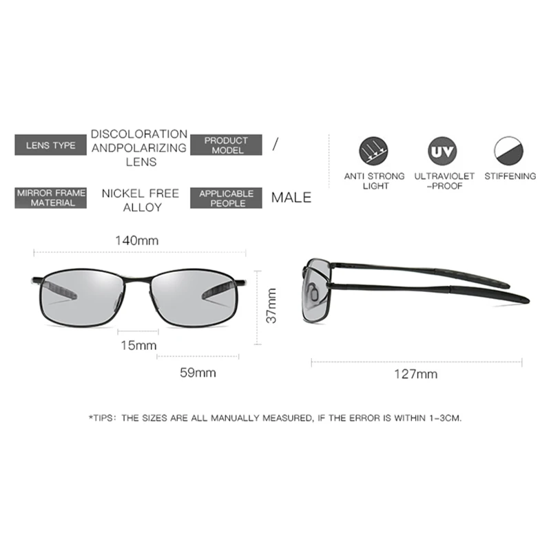 AORON Photochromic Sunglasses Men Polarized Discoloration Goggles Driving Glasses Eyewear Accessories Designer | Аксессуары для
