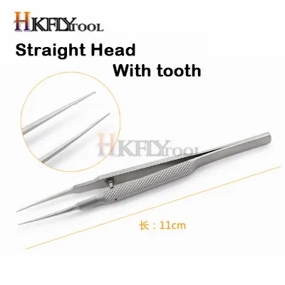 Straightwithtooth1pc 4 шт./компл. офтальмологические микрохирургические инструменты 12,5 см ножницы+ держатели игл+ нержавеющая сталь tweezers хирургический инструмент - Цвет: Straightwithtooth1pc