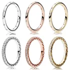 Подлинное женское серебряное кольцо со стразами, сверкающее кольцо в форме сердца с кристаллом, подарок для женщин, ювелирные изделия Pandora