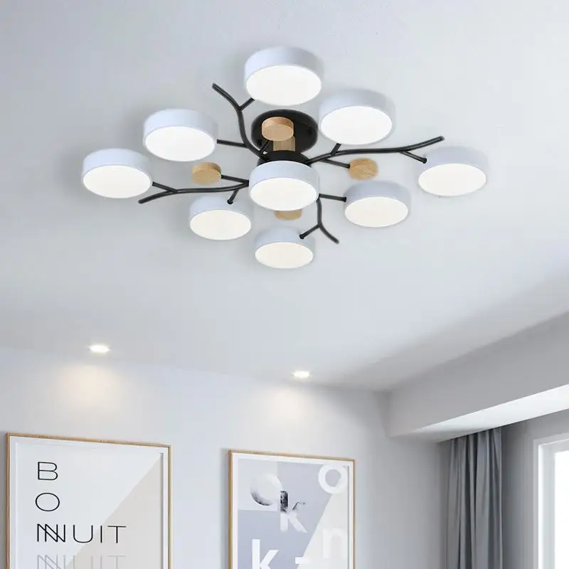

Modern creative painted 220V led lights tri-color dimming ceiling fixture for living room bedroom restaurant hotel hall