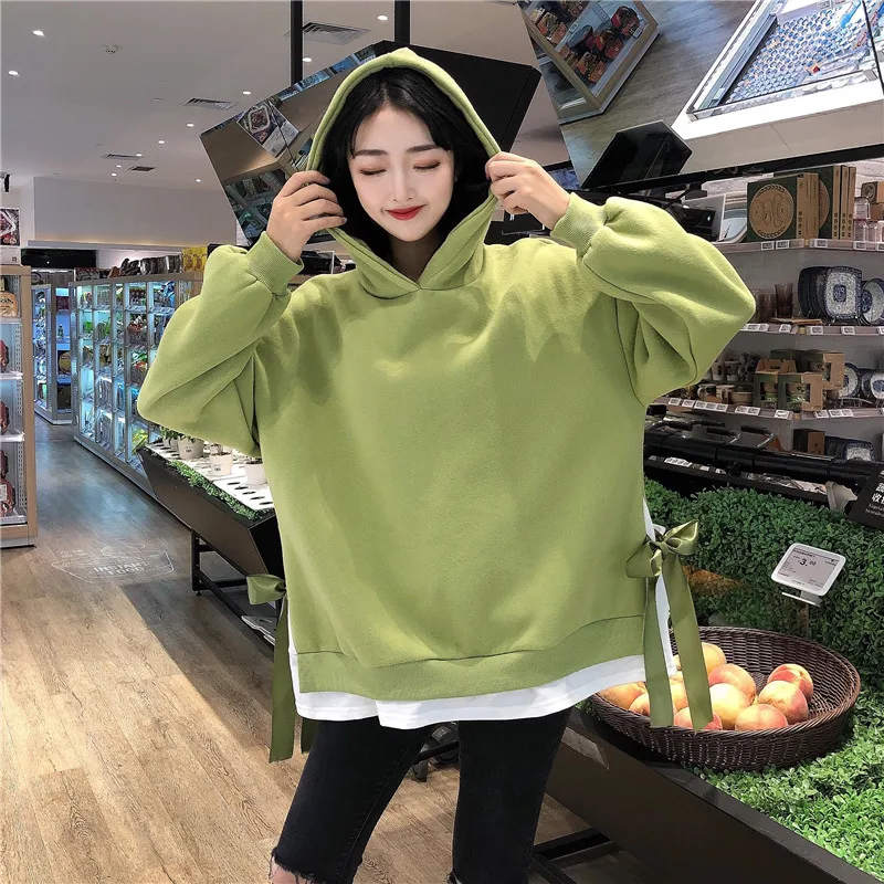 Hoodies Women Hooded Solid High Quality Warm Korean Style Loose Drawstring Harajuku Womens Casual Students Thicker Velvet Girls