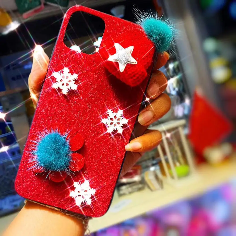 Рождественский плюшевый милый чехол для телефона с изображением лося