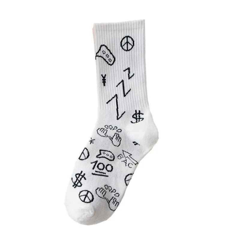 

Lovely Women Socks Scrawl Sock Standard Ladies White Unisex Long Casual Cotton Creative Sox Girls Spring Autumn Trendy Skarpetki