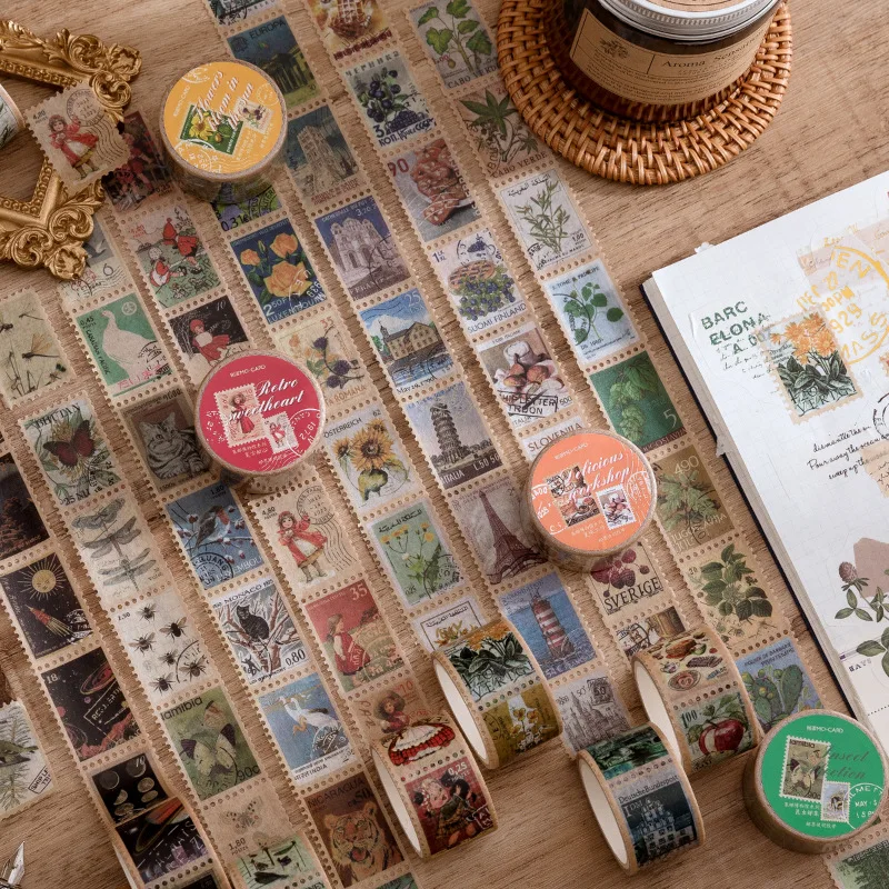 

Philatelic Museum Series Masking Washi Tape Vintage travel stamp Decorative Adhesive Tape Decora Diy Scrapbooking Sticker Label