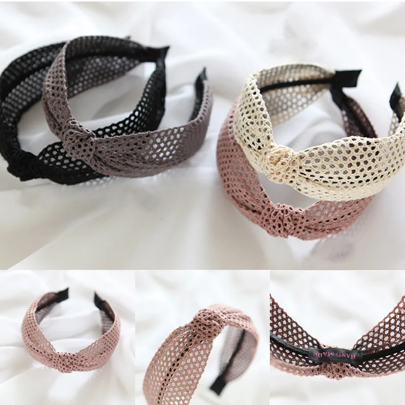 

Headband Hollow Out 5 Colors Comfortable Gifts Wide Women Simple Soft Knotted Headband High Quality Lace Ventilate 1PC Unique