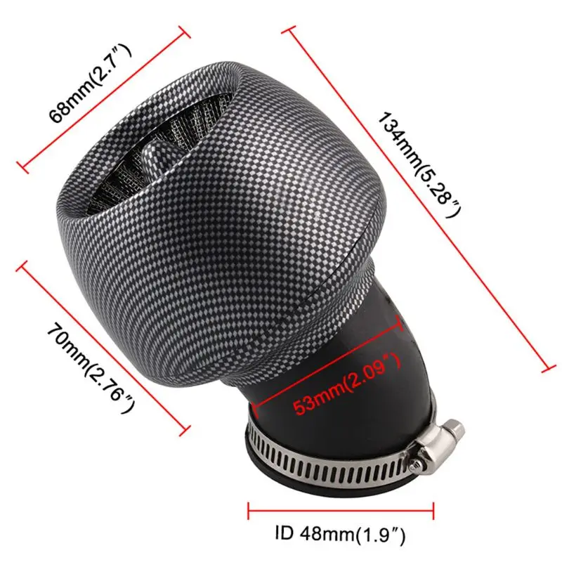2021 Новый 48 мм Универсальный воздушный фильтр из углеродного волокна для 150cc-250cc