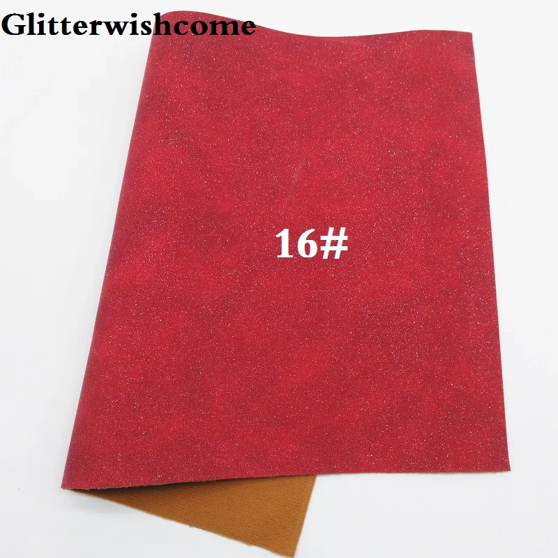 16 Glitterwishcome 21X29 см А4 Размер синтетическая кожа, замша кожа с блестками, искусственная из искусственной кожи Ткань Винил для бантов, GM036A - Цвет: 16