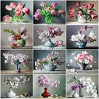 HUACAN живопись по номерам цветок в вазе наборы для взрослых ручная роспись DIY Раскраска по номерам Орхидея рисунок декора для дома на холсте