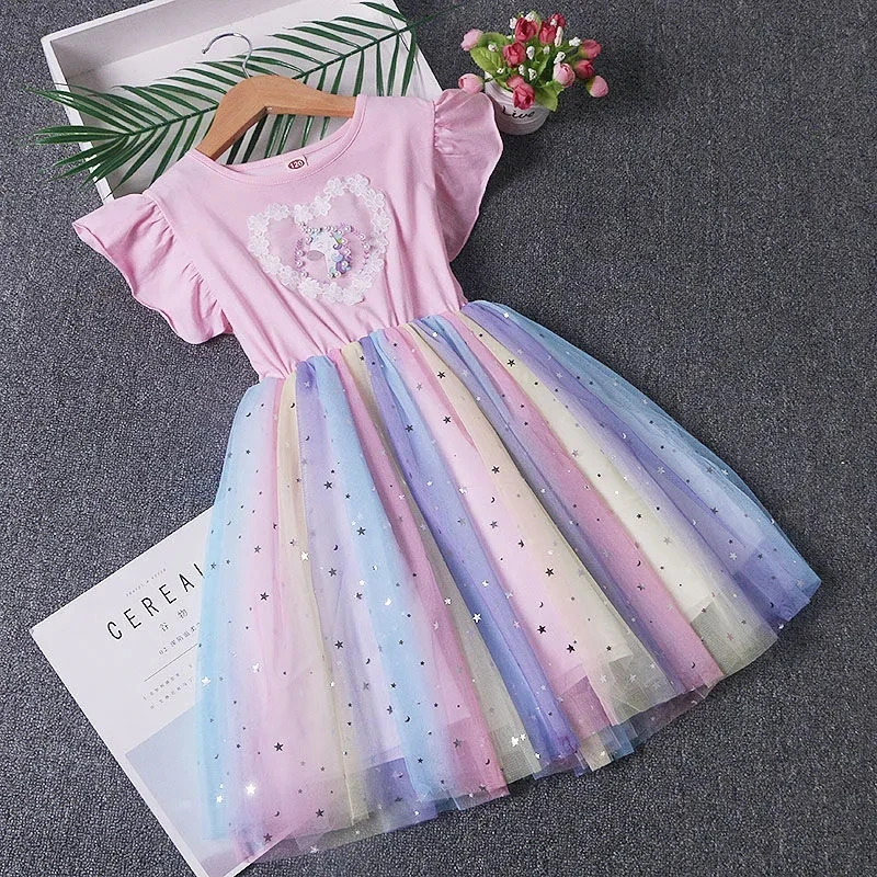 

Summer Girl Design Dress Children Fashion Princess Dress Baby Little Girl Summer Short-sleeved Dress Teen Dress Clothing 3-11Y