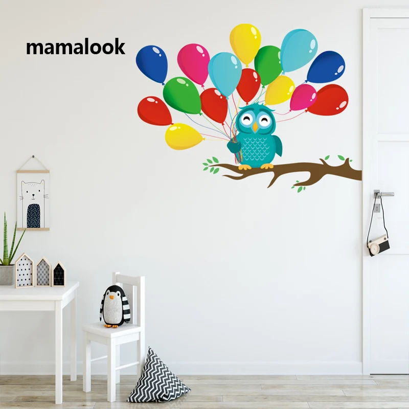 

Tree Branches Cartoon Wall Sticker Owl Balloon Kids Room Decor Mural Door Art Decals Nursery Stickers Wallpaper