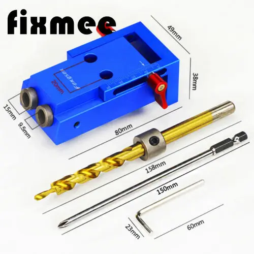 

fixmee Style Pocket Hole Jig Kit System For Wood Working & Joinery + Step Drill Bit & Accessories Wood Work Tool Set With Box