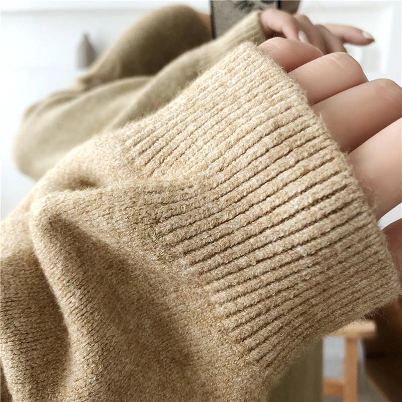 

Seoulish Autumn Winter Knitted Women's Straight Long Dresses 2021 New High Waist Long Sleeve O-Neck Loose Sweater Dress Female