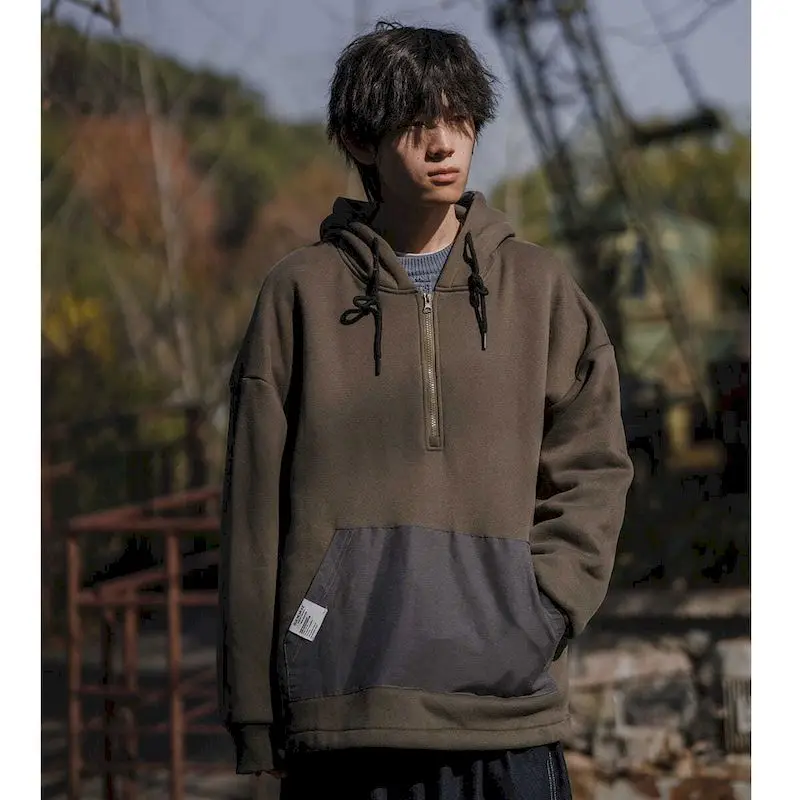 

New Fashion Men Hoodies Spring and Autumn Casual Oversized Sweatshirt Loose Patchwork Tracksuit Male Hooded Joggers Coats Gothic