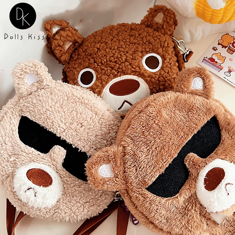 

Kawaii Plush Crossbody Bag Japanese Cute Cartoon Embroidery Shoulder Bag Casual Shopping Pueses Mobile Phone Change Girl Handbag