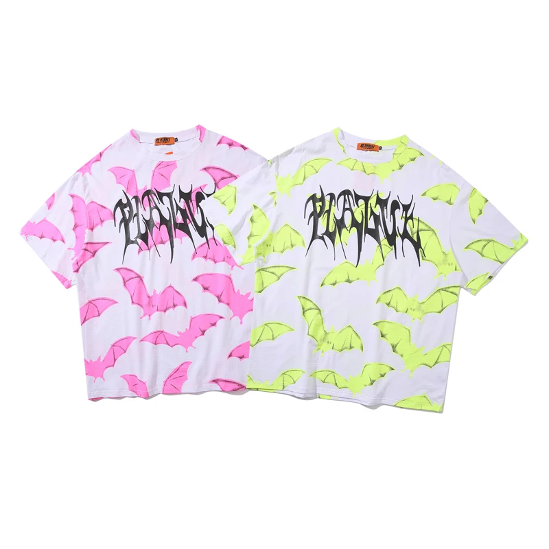 Hip Hop T Shirt Men Funny Full Bat Pattern Print Streetwear Oversize O-neck Pure Cotton 2020 Spring New Harajuku Couple | Мужская одежда