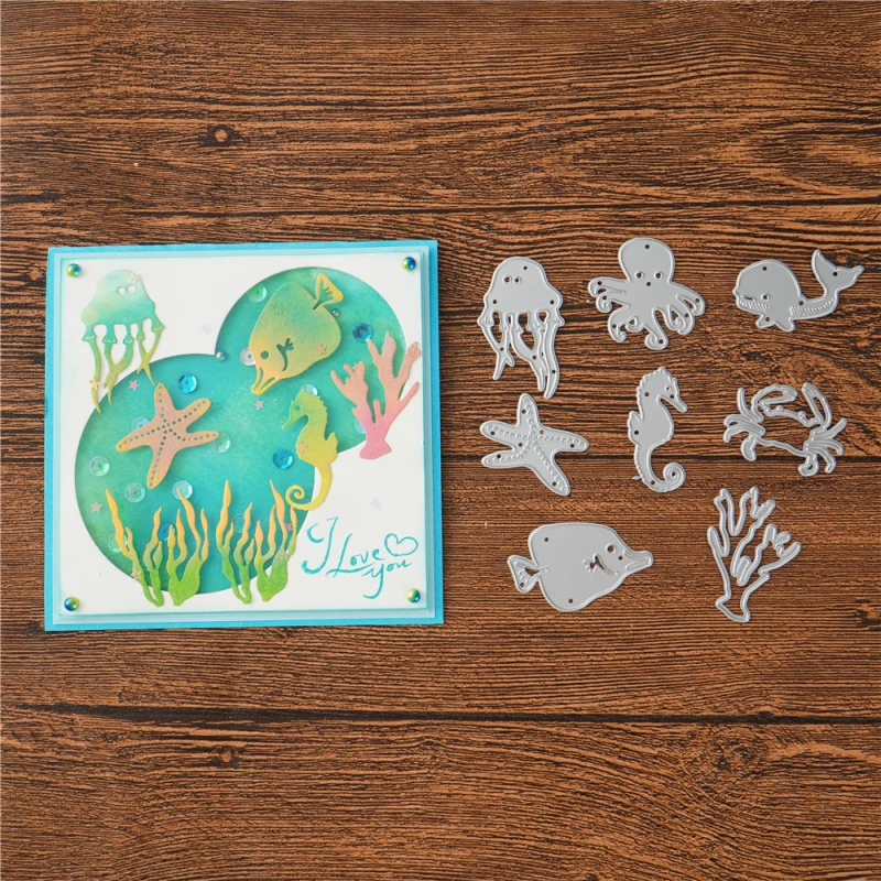 Kokorosa морским обитателям металлический Трафаретный вырубной штамп тиснение