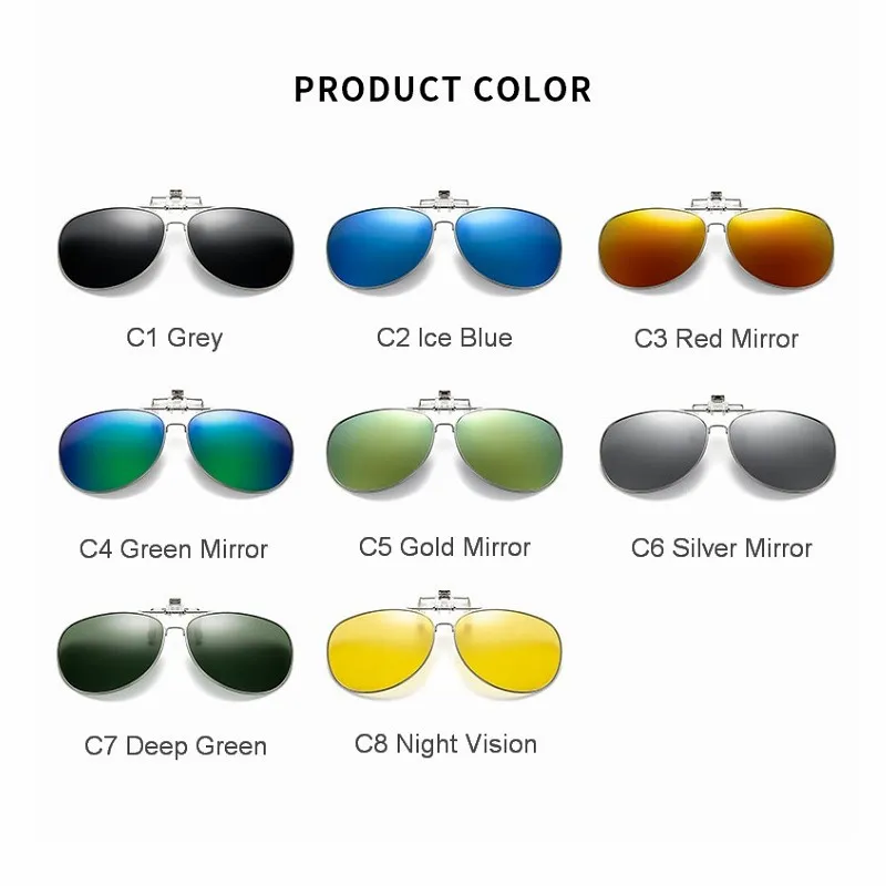 Polarized Sunglasses Lens clip on glasses Night Vision Yellow Aviation Metail Frame Women Men Sun Glasses with Clips Unisex Clip |