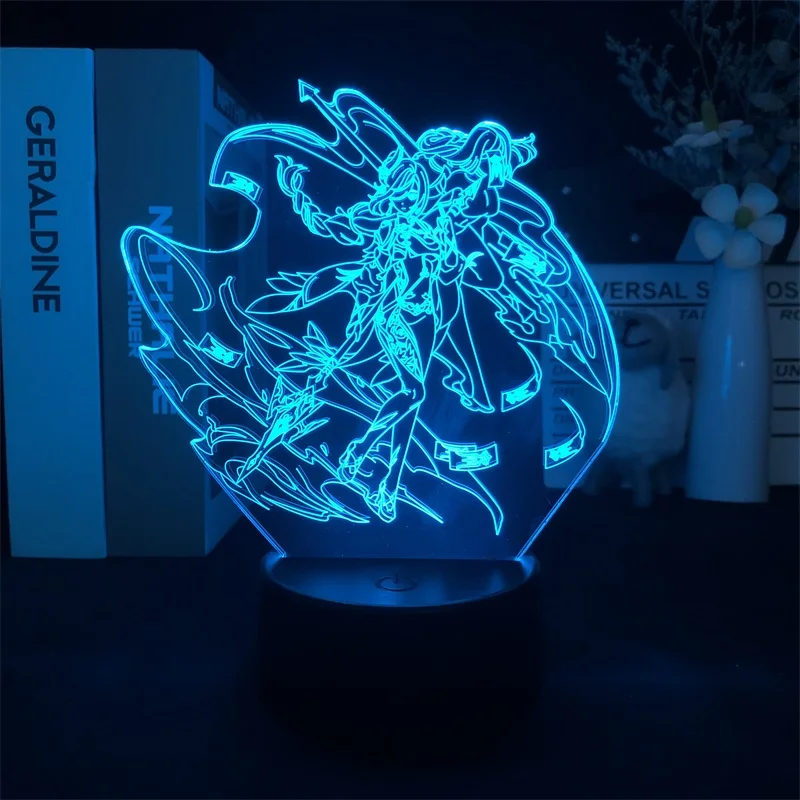 Shen He Genshin Impact 3D Night Light Game for Bedroom Decor Cute Birthday Color Gift LED Lamp Manga Kid Lovely Present - купить по