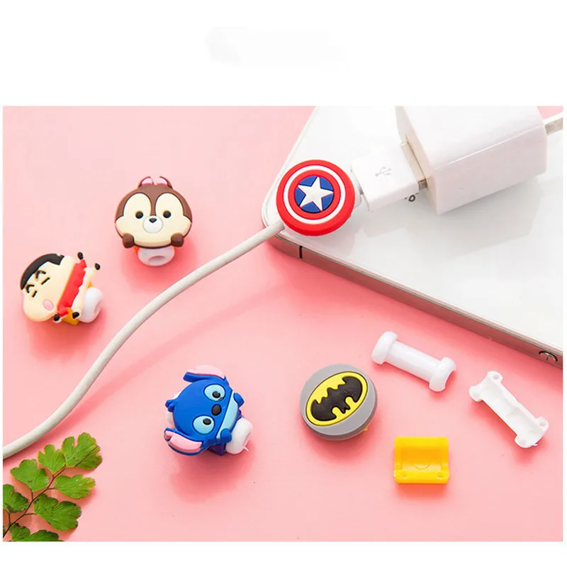 Милый мультфильм зарядное устройство кабель протектор де Кабо USB Winder чехол для