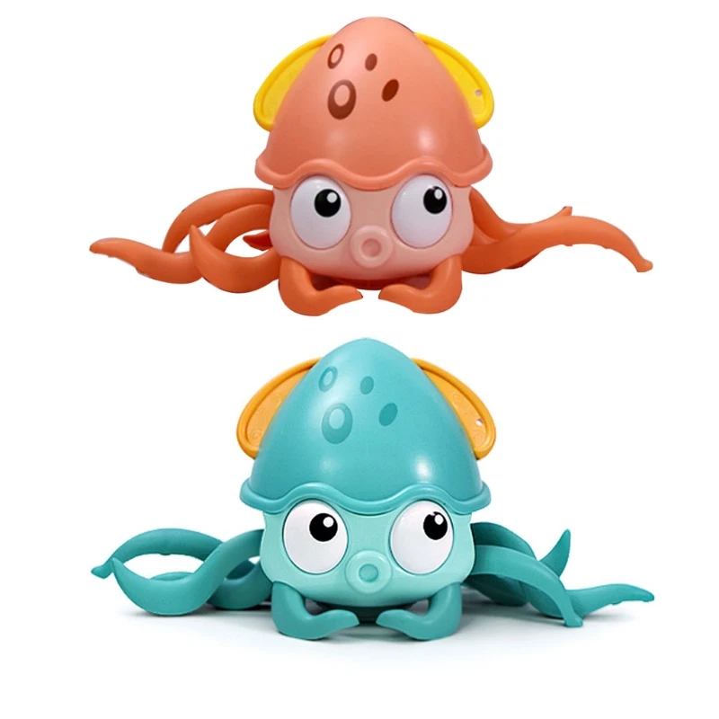 

J60B Octopus Bath Toy Wind-up Inertia Crawling Big Eye Octopus Floating Toy Birthday Festival Gift for Infant Toddler