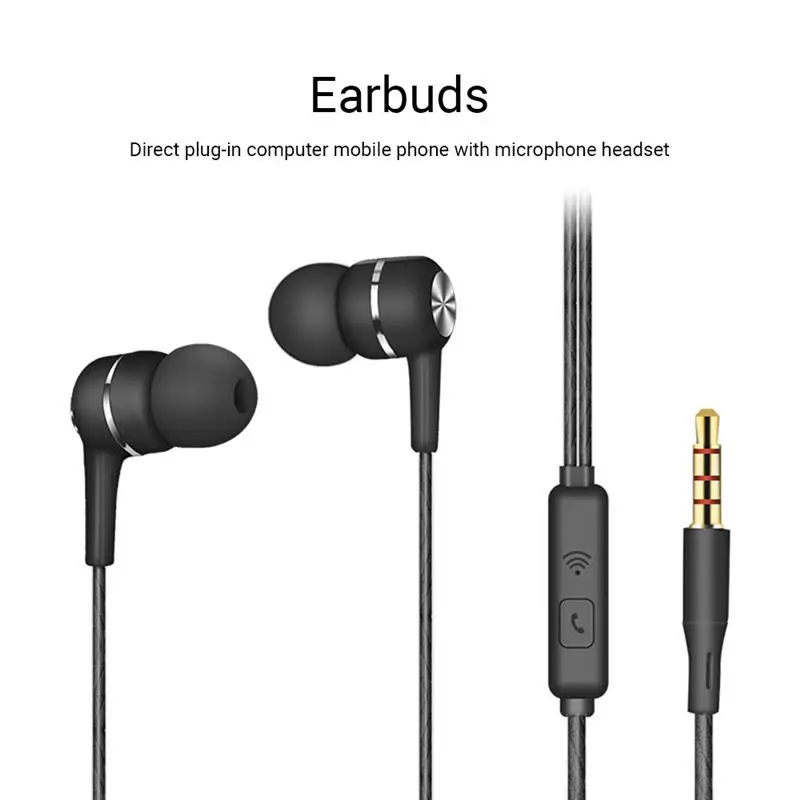 

Wired Earphone 3.5mm In-Ear Stereo Earbuds with Microphone Headphonesfor Computer Phone
