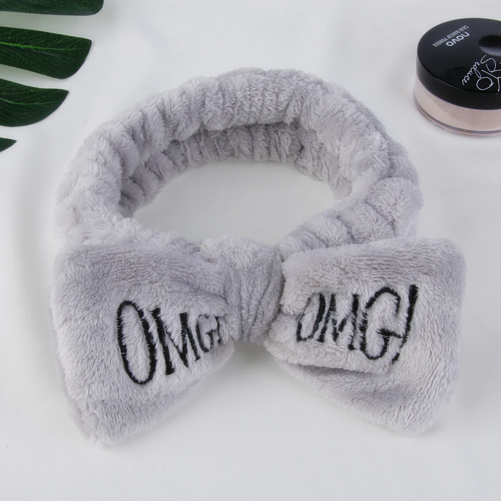 Мягкие флисовые повязки женские с бантом надписью OMG| |