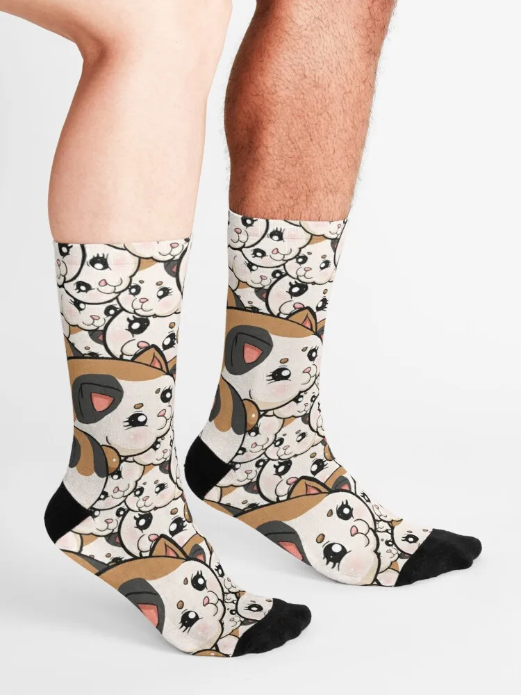 Мужские и женские короткие носки до колена с изображением кошки | Женская одежда