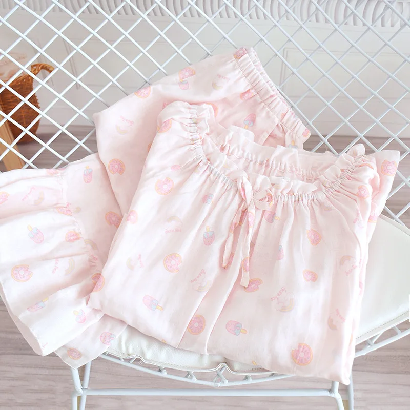 

Spring and Summer Ladies Pajamas Cotton Long-sleeved + Trousers Sweet and Cute Home Service Suit Long-sleeved Trousers Autumn