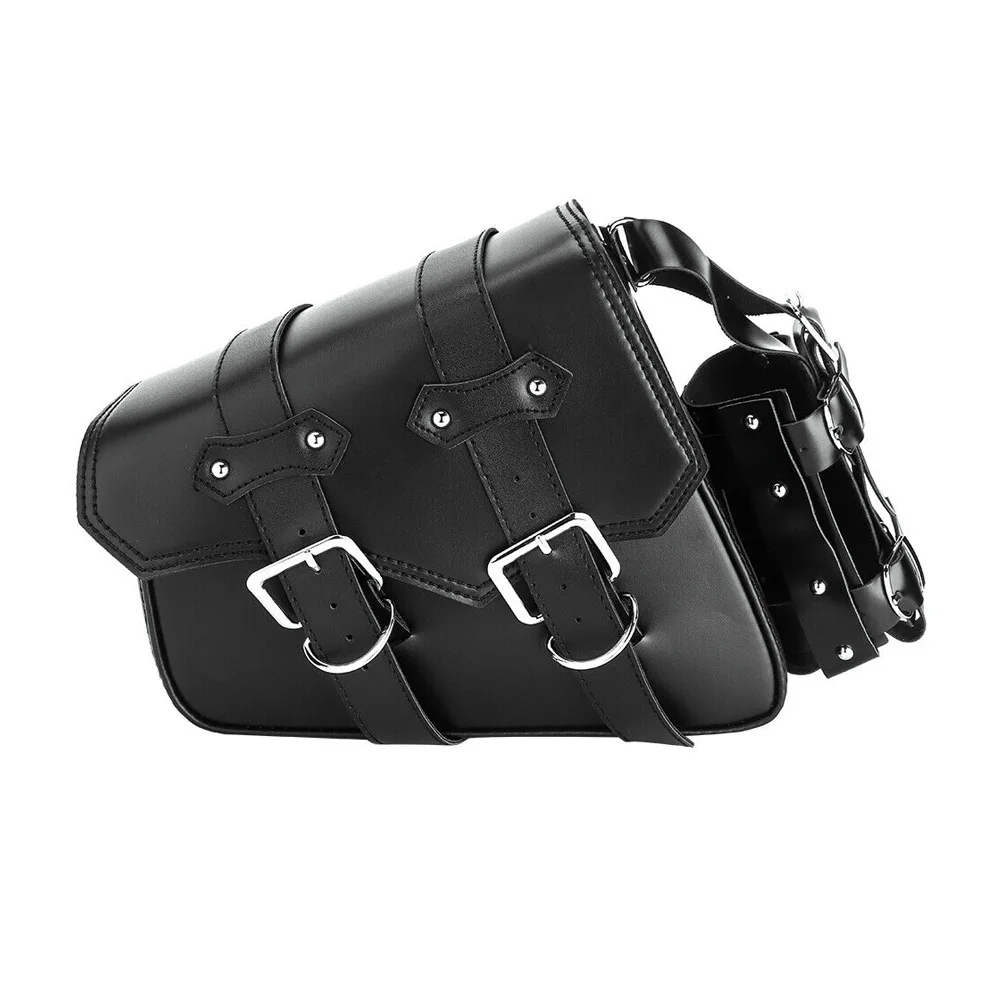 Style 1 Left Универсальная левая и правая кожаная бутылка мотоциклетная боковая багажная сумка седельная сумка для Softail Sportster для Suzuki saddle Bag - Название цвета: Style 1 Left
