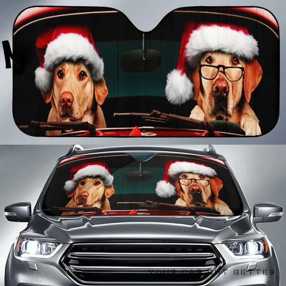 

INSTANTARTS Christmas Funny Dog Print Windshield Sun Shade for Car Front Windshield Sunshade for Men Protect Car Interior Shade