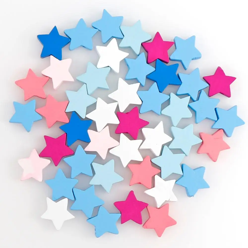 Деревянные бусины в форме сердца 25 шт./компл. смешанные цвета звездочки