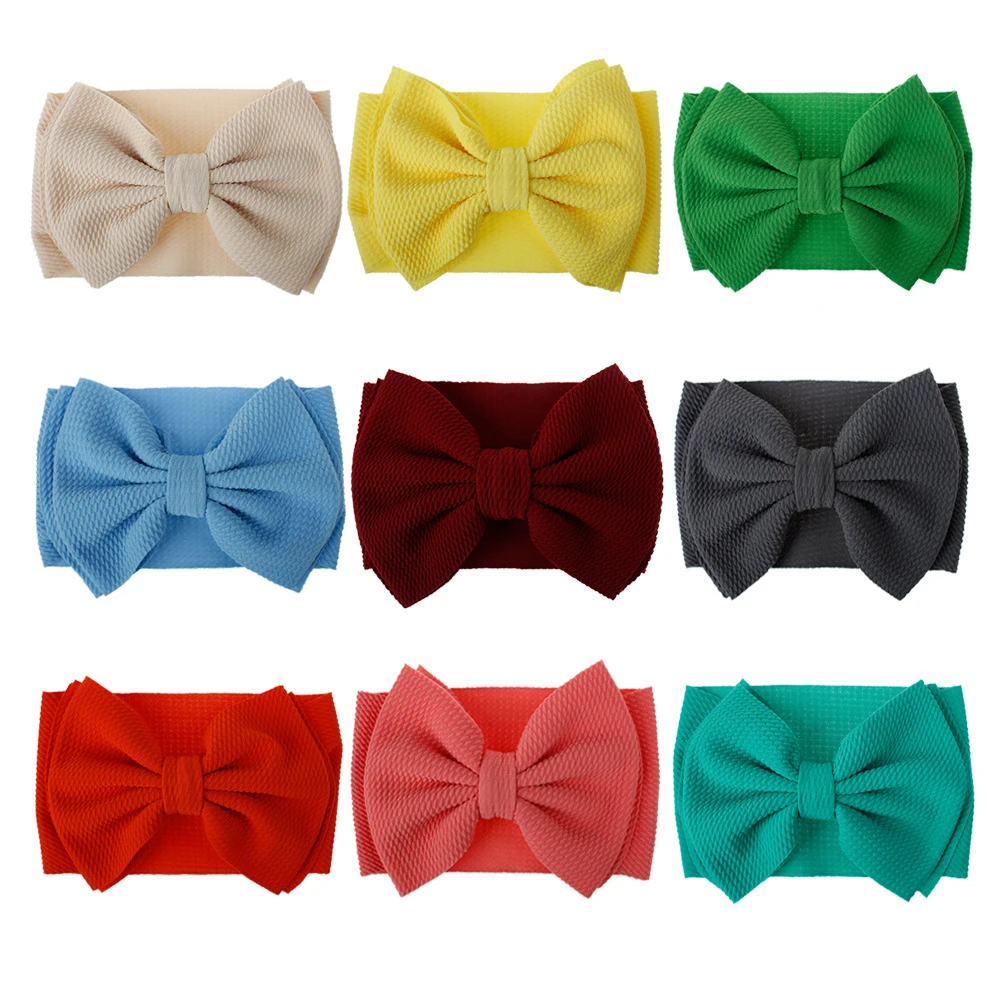 

18 Pcs/lot Big Double Bow Headband For Baby Hair Accessories Cute Bullet Headwrap Kids Elastic Bows Turban Girls Headband