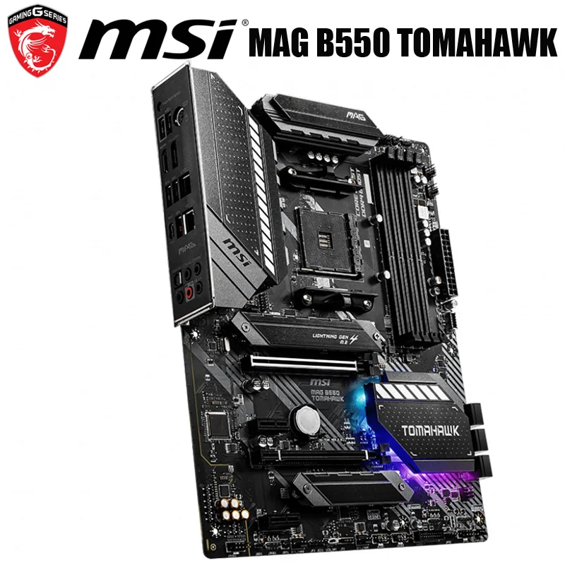 Verkaufen Buchse AM4 MSI B550 TOMAHAWK Motherboard AMD B550 AM4 128GB DDR4 PCI-E 4,0 HDMI-kompatibel Desktop B550 Mainboard AM4 M.2 ATX