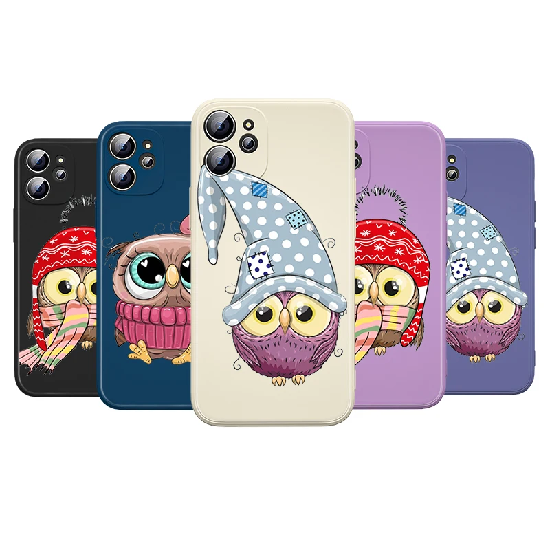 

Owl Cute Cartoon Animal For Apple iPhone 13 12 Mini 11 Pro XS MAX XR X 8 7 6S SE Plus Liquid Silicone Soft Phone Case