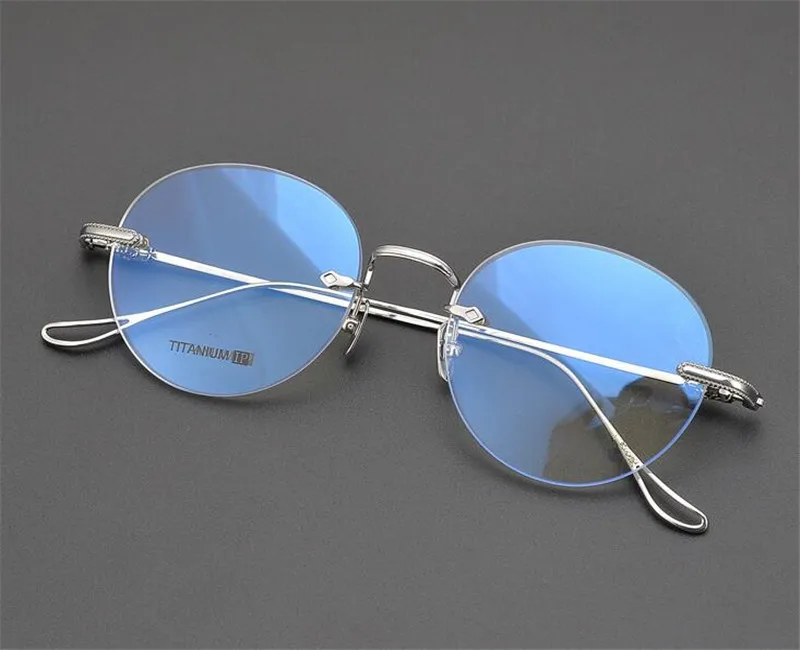 

Pure Titanium Round Eyeglasses Retro Men Rimless Optical Eyewear Clear Lens Goggle Prescription Myopia Glasses for Men Spectacle