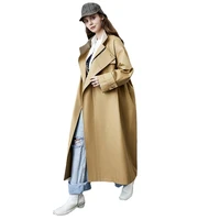 womens trench coat spring and autumn new long profile loose cargo design sense british style coat