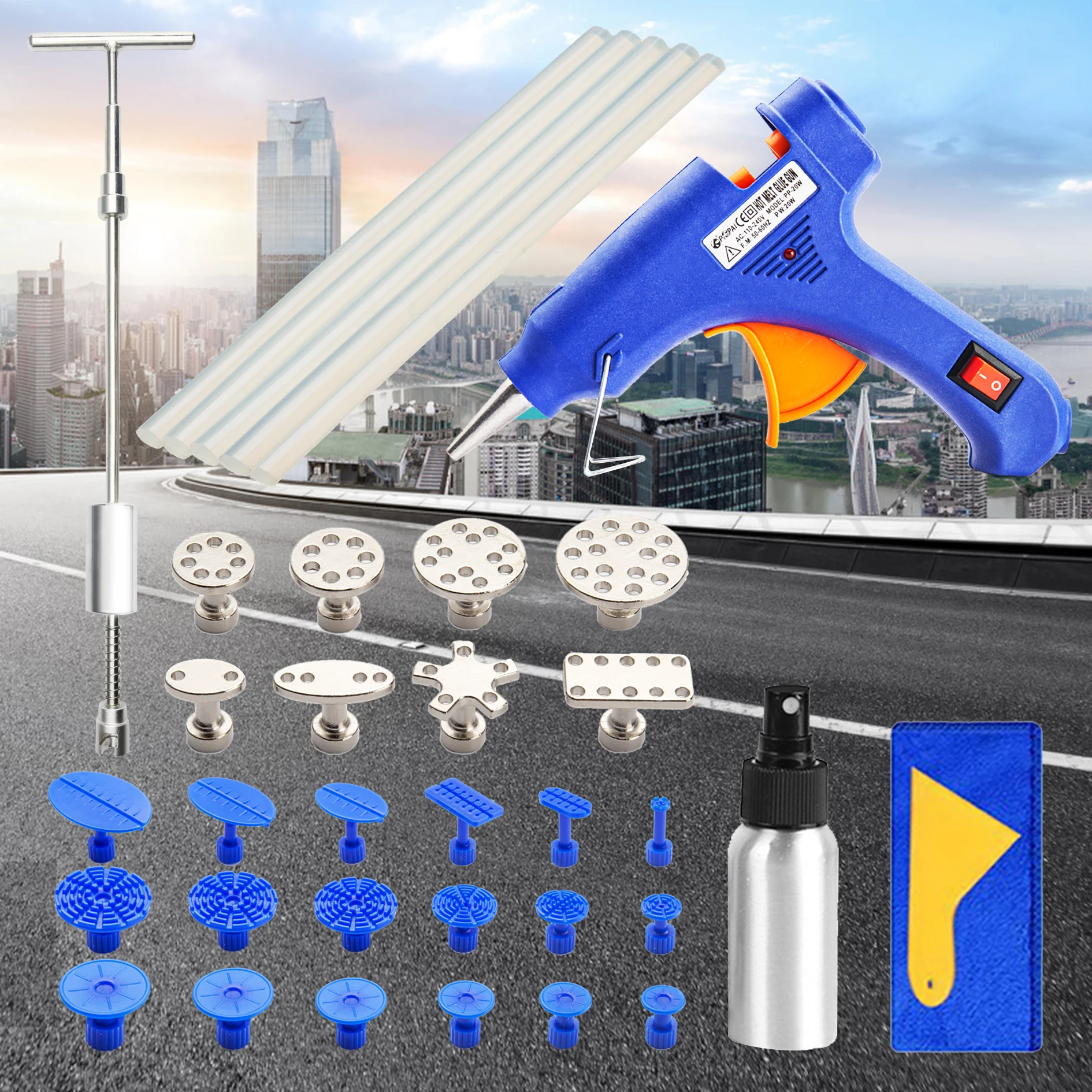 

Car Body Dent Removal Tool Dent Repair Puller Kit Slide Hammer Suction Cups For Hail Damage Car Dent Repair Tool