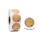 500 шт.рулон, крафт-бумага, золото, ручная работа с любовью, золотая фольга, черное слово, глянцевые наклейки, круглые, стикер для канцелярских товаров, 1 дюйм